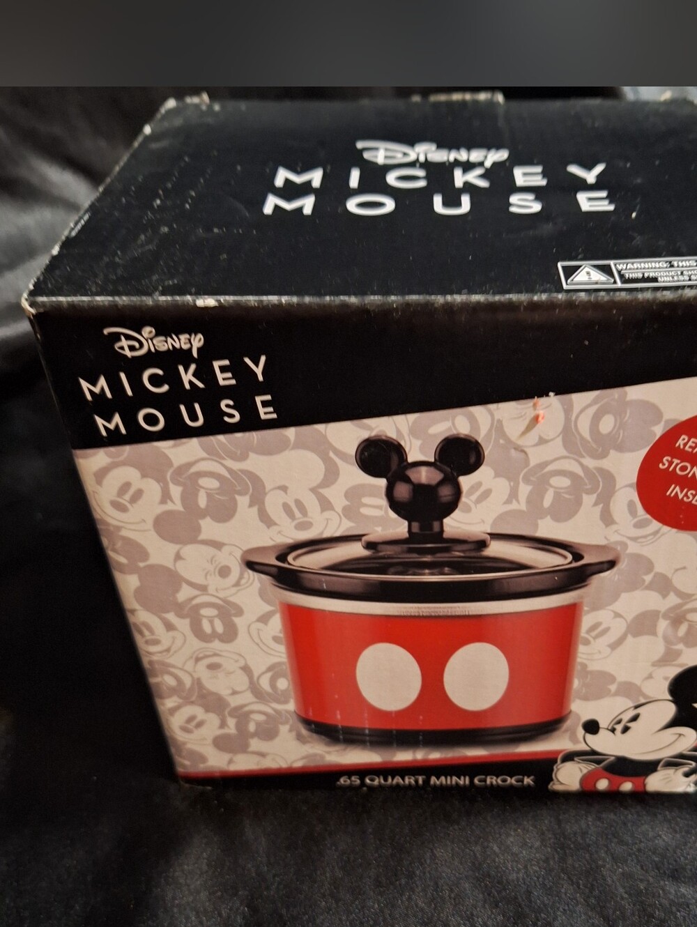 New Mickey Mouse Mini Crock Pot~Slow Cooker~Disney~Lid W/Ears~Removeable Insert